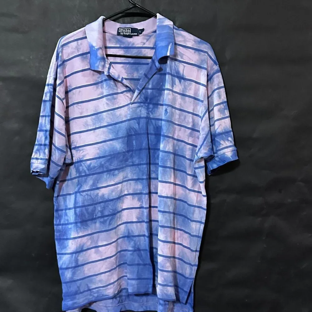 Ralph Lauren Polo Size 2XL Shirt Purple Tie Dye Acid Wash Grunge Golf XXL Pink